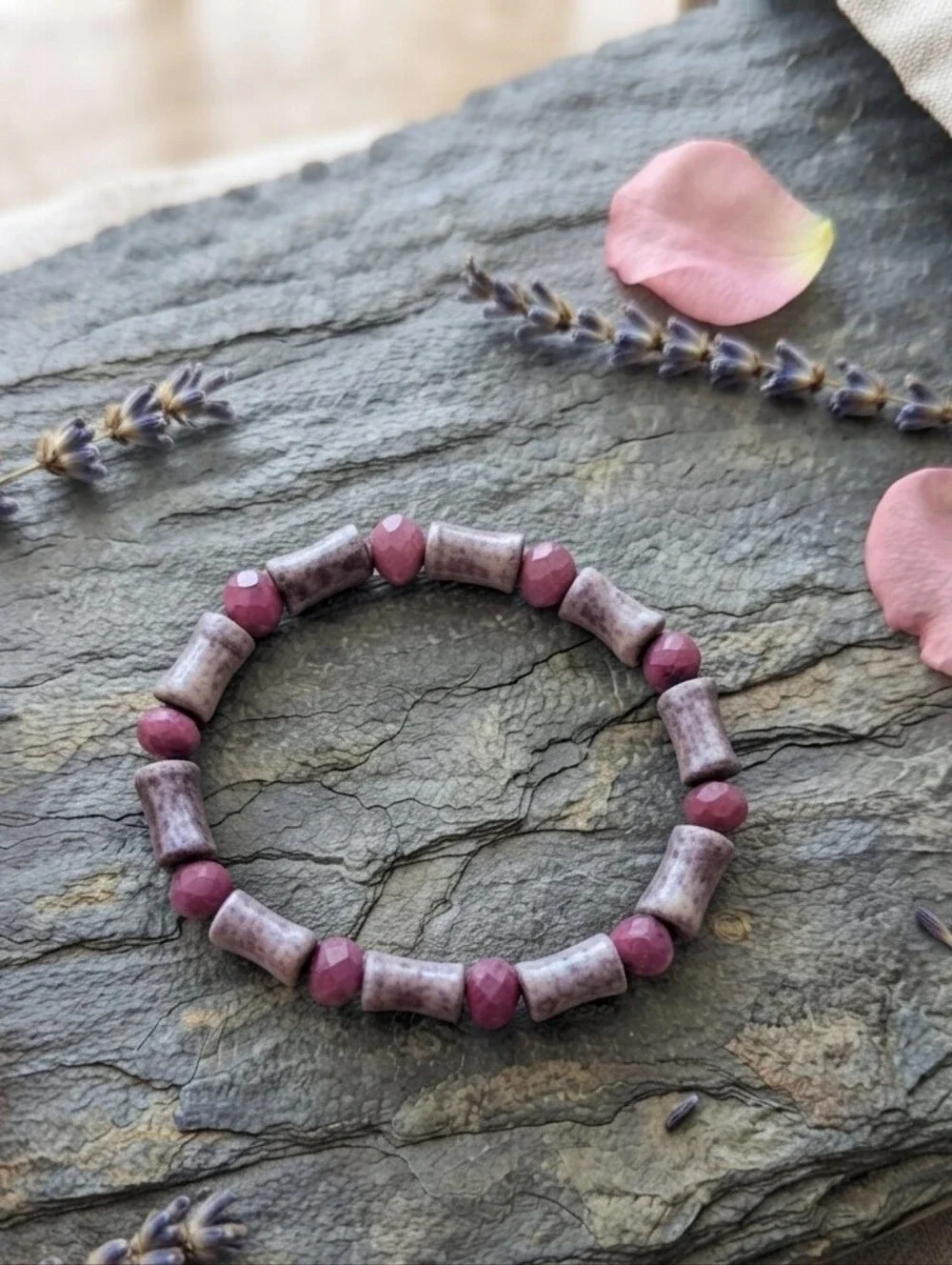 Lepidolite/Purple Mica/Jade Bracelet